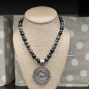 Chic Black and Silver Beaded Necklace